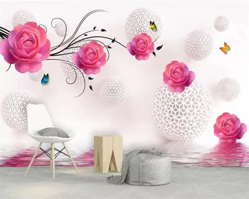 Обои на заказ Beibehang роза цветок виноградный шар фон для телевизора Европейская 3D фреска гостиная спальня настенные фрески 3d обои