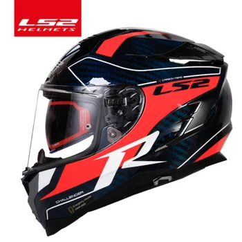 Оригинальный мотоциклетный шлем LS2 FF327 с полным лицом, внутренняя солнцезащитная линза, шлемы из углеродного волокна ls2 Challenger, Гоночные casco moto capacete