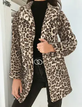Пальто 2023 Топ, Популярное женское Леопардовое Сексуальное Зимнее теплое Новое Ветровое пальто, Кардиган с леопардовым принтом, Длинное пальто для женщин, Зимнее пальто с запахом