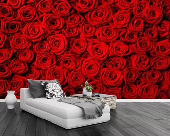 Пользовательские 3D обои, красная роза, полная роспись, украшение дома, желтая роза, декоративная роспись, самоклеящийся материал, рельефный материал