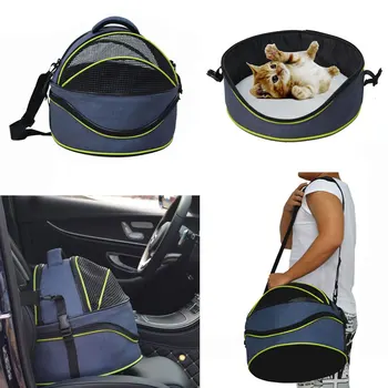 Портативная сумка-переноска для путешествий в автомобиле для кошек, 2-в-1, сетчатая переноска для питомника, вентилируемый дизайн, идеально подходит для кошек и маленьких собак