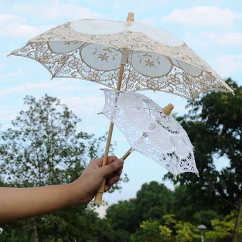 Свадебные Аксессуары для новобрачных, Белый Зонтик, Кружевной реквизит для фотосъемки, Кружевной зонтик, Свадебный зонтик для женщин