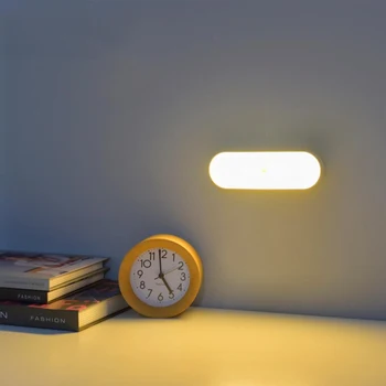 Светодиодный Беспроводной сенсорный ночник для спальни, лампа для гардероба, заряжаемый через USB Портативный Магнитный настенный светильник с регулировкой яркости для шкафа в спальне