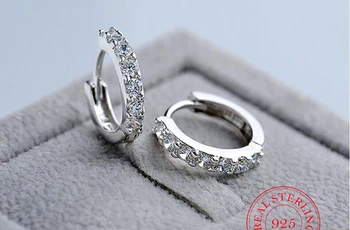 Серьги-кольца из 100% настоящего стерлингового серебра 925 пробы с кристаллами для женщин, изготовление ювелирных изделий, подарок на свадьбу, помолвку