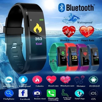 Смарт-Часы 115Plus Браслет Пульсометр Группа Измерения Артериального Давления Фитнес-Трекер Smartwatch Bluetooth Браслет для Fitbits