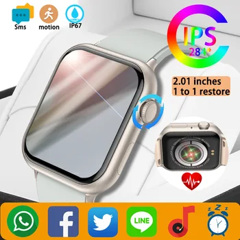 Смарт-часы M34 с 2,01 дюймовым HD большим экраном, настраиваемым набором номера, Bluetooth-вызовами, монитором здоровья, мультиспортивным режимом, модными умными часами на открытом воздухе