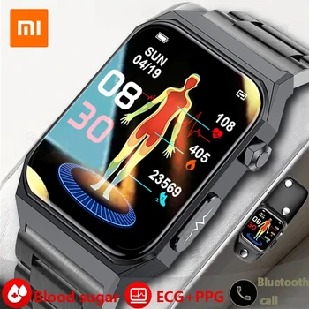 Смарт-часы Xiaomi 2023 для измерения уровня сахара в крови, Мужские ЭКГ + PPG, Пульсометр, Спортивные Автоматические инфракрасные часы для измерения уровня глюкозы в крови, давления, здоровья