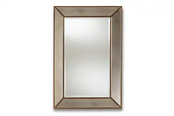 Современное Прямоугольное настенное зеркало с отделкой под старину золотом