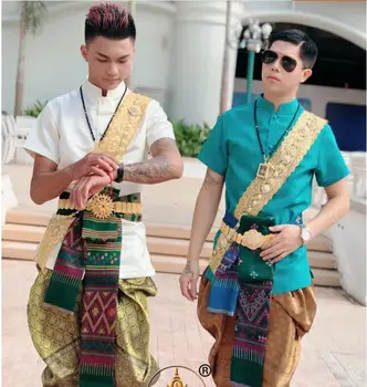 Традиционная тайская мужская одежда Дай, фестивальные костюмы с брызгами воды, Этнический костюм Таиланда