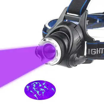 Ультрафиолетовый светодиодный налобный фонарь с вращающимся зумом, перезаряжаемый головной фонарь для ночной рыбалки, кемпинга