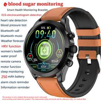 Уровень сахара в крови ЭКГ + PPG Смарт-часы Сердечный ритм Кровяное Давление Фитнес-часы Голосовой Помощник Водонепроницаемые Умные Часы Bluetooth звонки