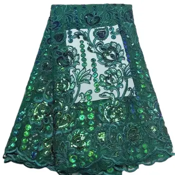 Французская Сетчатая кружевная ткань, высококачественный кружевной материал с вышивкой пайетками для платья