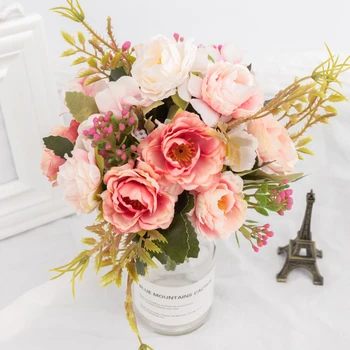 шелковый пион, искусственные цветы, букет роз для украшения свадебного стола, роскошные высококачественные искусственные цветы, домашний декор 
