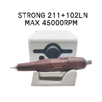 Электрическая дрель для ногтей 65W Strong Max 211 с ручкой 35K Strong 102LN, машинка для наращивания ногтей и педикюра, профессиональное устройство для маникюра
